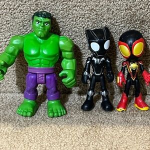 Marvel Spidey & friends lot of 3 Black Panther & Hulk & Miles Morales 5” figure